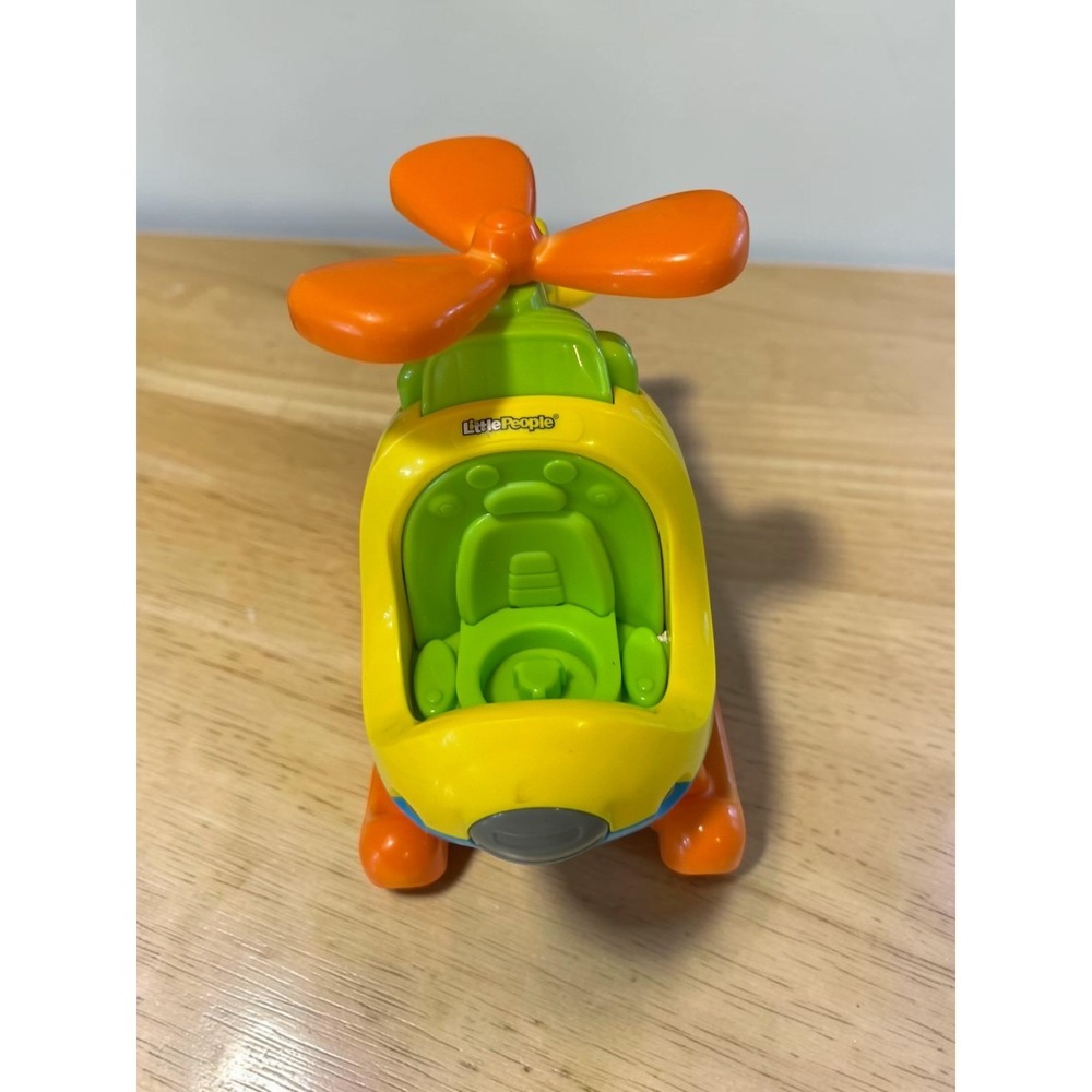 Fisher-Price Little People Helicopter Yellow Orange Toy Vehicle Mattel 2013 - Picture 4 of 8